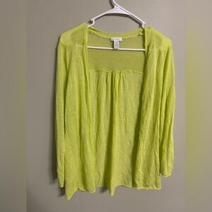Chico's Lightweight Open Cardigan Sweater Size 2/ Large Yellow Green